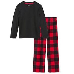 Cuddl Duds Boys Shirt and Buffalo Check Plaid Pants Pajamas
